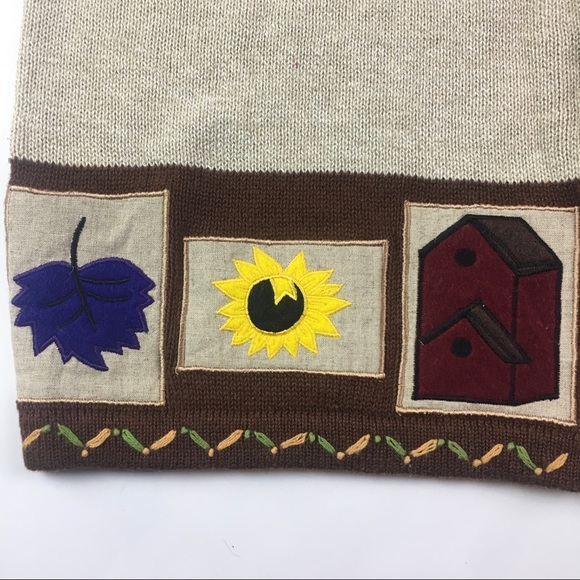 Karen Scott Knit Vest Embroidered Fall Brown Sm - Picture 3 of 7